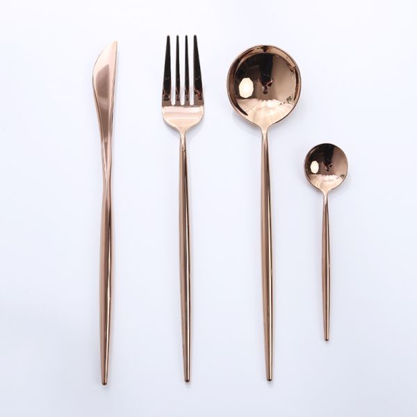High Quality Stainless Steel Cutlery with Rose Gold Color  Wedding Banquet Flatware