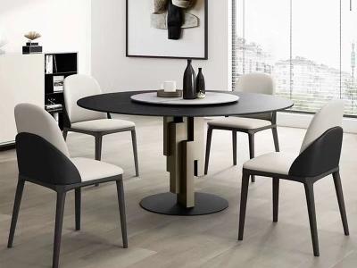Contemporary Ceramic Round Stainless Steel Marble Dining Table 1350mm Width