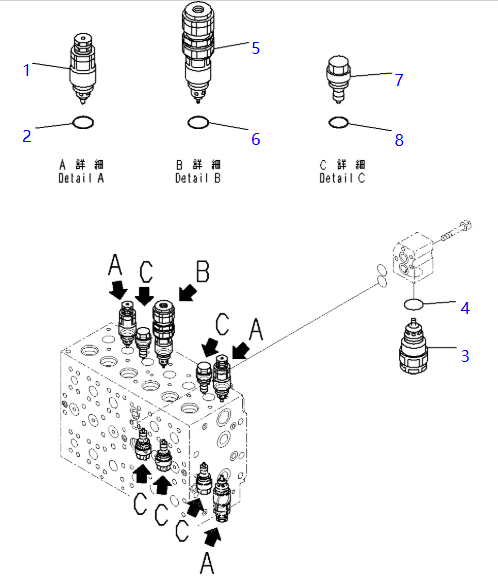 723-90-69100 7239069100 Valve ASS'Y KOMATSU Excavator Electric Parts For PC300-8 PC350-8