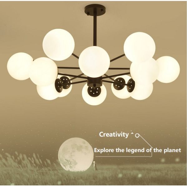 White Glass Ball Chandelier 6-head  8-head  12-head 14-head
