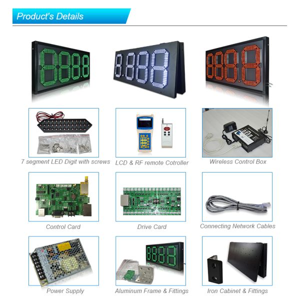 Уличная светодиодная панель для отображения цен на газ, 5000 мкд, 48 дюймов, полноцветная, 20 Вт, водонепроницаемая, пыленепроницаемая