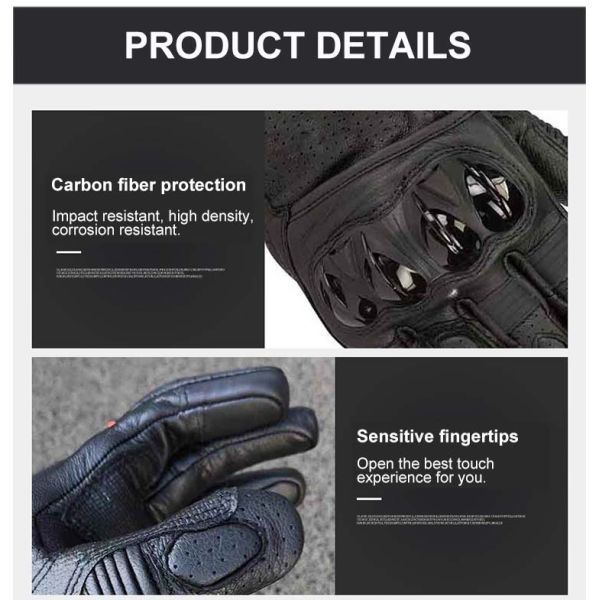 Shockproof Breathable Touch Screen Leather Carbon Fiber Knuckle Motorcycle Gloves