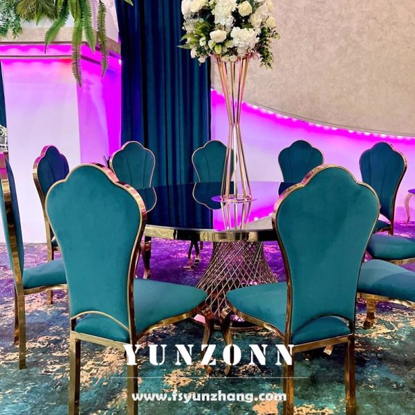 Best Selling Golden Stainless Steel Wedding Chairs Cheap Plum Blossom Hotel Banquet Chair for Outdoor Dining Hall Events