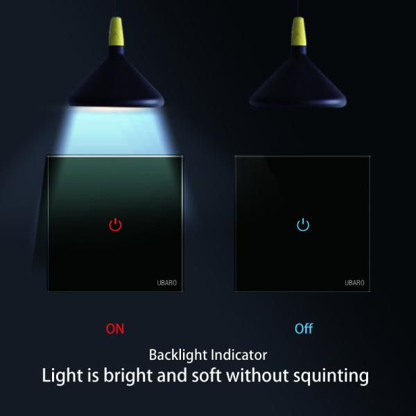 UBARO 3 Gang Tempered Glass Panel Touch Light Switch IP20 Core Pattern CE Rohs FCC Certified