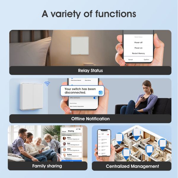 Tuya WIFI touch Switch Smart home with Type C Timing Voice App Alexa, Google Home RF433 Smart EU Wall Light Button Switch