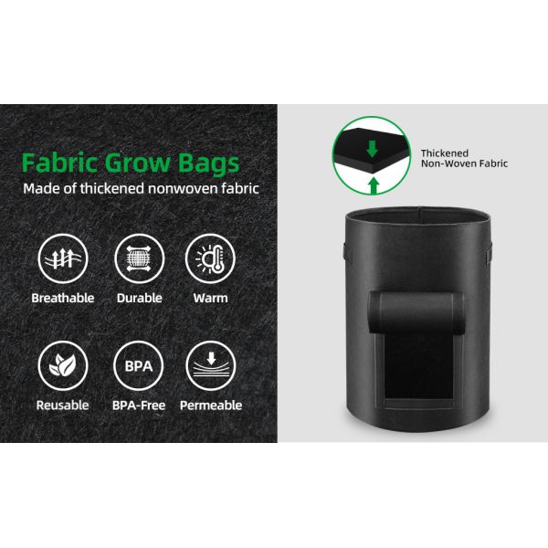 10 Gallon Potato Grow Bags, Planter Pouch Bags for Vegetables, Fruits and Flowers Flap Window, Garden Planting Bag