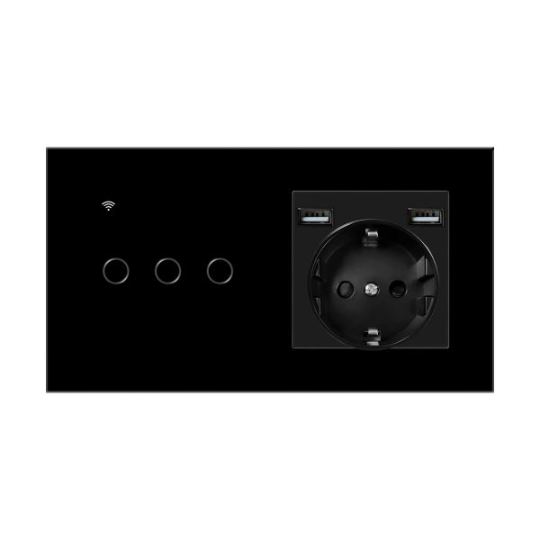 Smart Switch And Socket Round Mounting Box Wall Switch And Socket Set Featuring 2 USB Ports To Deliver Power And Charging Capabilities