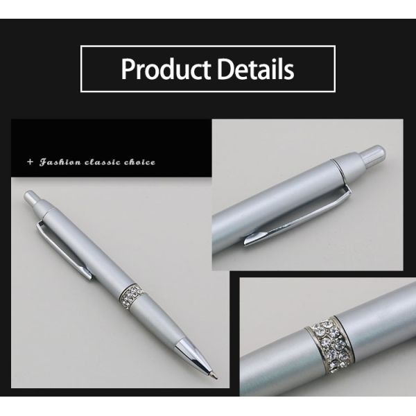 Elegant stylo à bille d'affaires en diamant avec anneau en incrustation Design 1.0mm stylo à bille cadeau