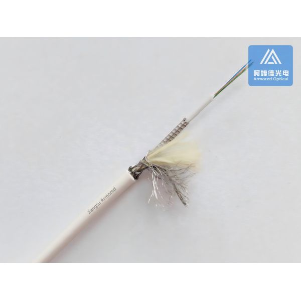 Duplex SM Spiral Armored Fiber Patch Cable 3.0mm White LSZH Rodent Resistant FTTH