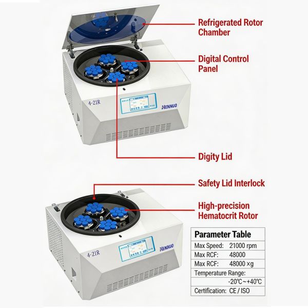 Heavy Duty Refrigerated Benchtop Centrifuge 21000rpm Benchtop Refrigerated Centrifuge 4-21R