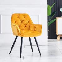 Chaise à manger rembourrée en velours jaune Chambre à coucher Chaise à manger rembourrée en velours