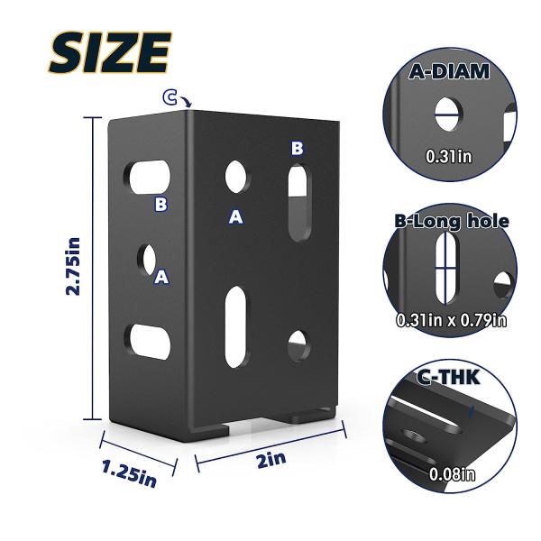 Stainless Steel Deck Railing Brackets Connectors for 2x4 (Actual 1.5x3.5) Railing Wood Post