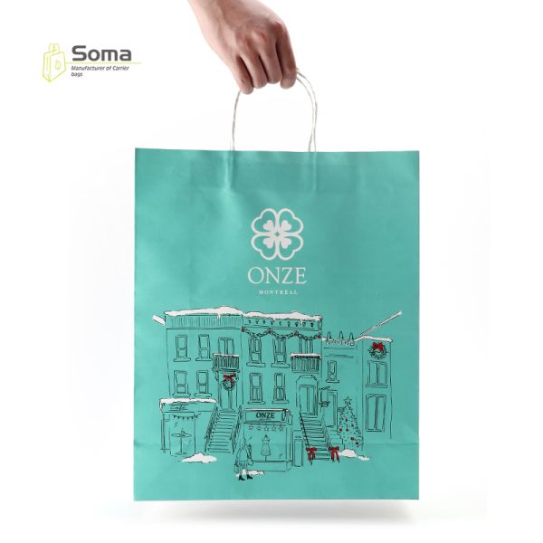 100% Recyclable Shopping Gift Brown Kraft Paper Grocery Bag