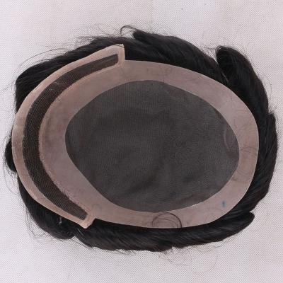 100% Human Hair  Remy Hair Mono base with gauze around men's toupee