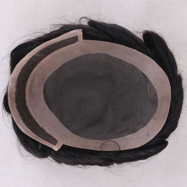 100% Human Hair  Remy Hair Mono base with gauze around men's toupee