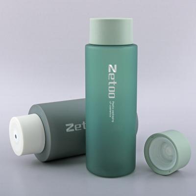 Matt Plastic Cosmetic Bottle Green / Gray Cosmetic Packaging Bottle With 45mm Diameter Cap