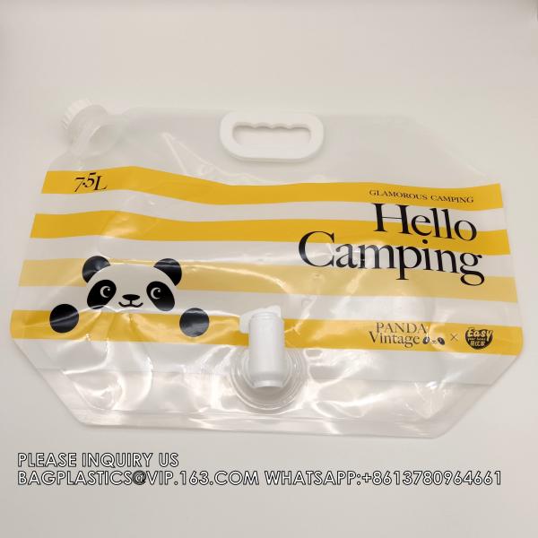 Wholesale Portable 5L 10L Water Bag With Dispenser Valve Stand Up Plastic Spout Pouch Camping Outdoor Water Bag