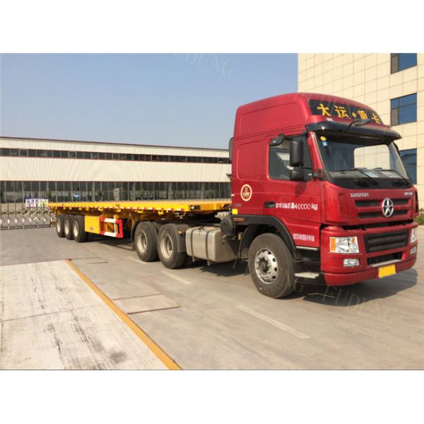 Carbon Steel Heavy Duty Flatbed Trailer , 12 Twist Locks Flatbed Equipment Trailers 