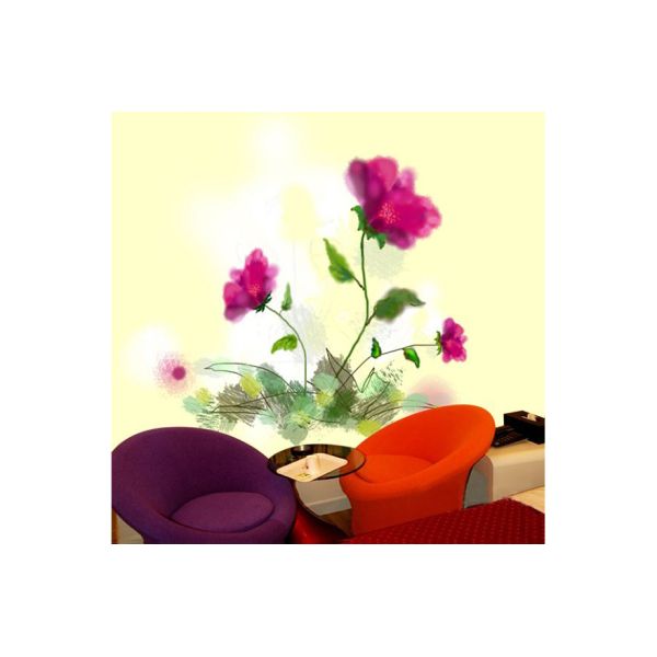 Customized Modern BeautifulRed Flower Interior Decoration Wallpapers / Stickers