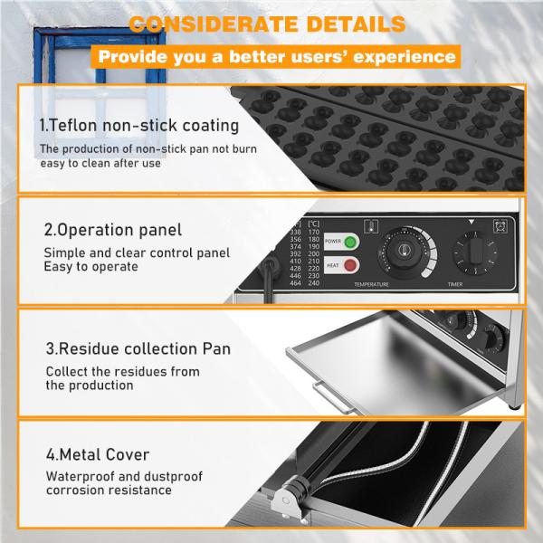 Fabricante de waffles em forma de animal com placa revestida antiaderente e potência ajustável 3000W