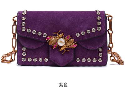 Polished Leather Single Womens Shoulder Handbags , Honeybee Fashion Rivets Handbag