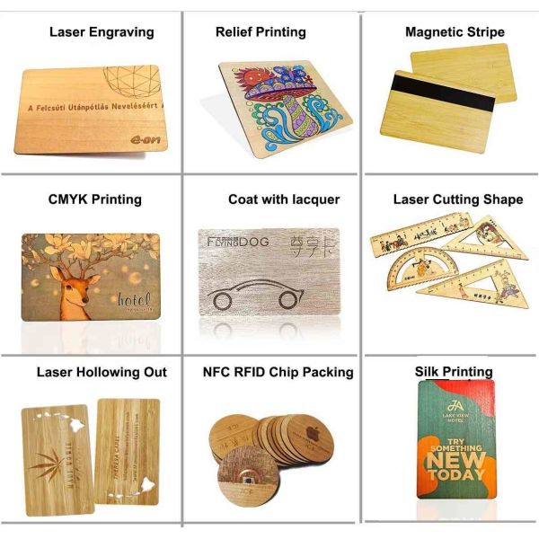 Precio de fábrica RFID Nfc Etiqueta 213/215/216 Chip Holder de madera Tarjeta de visita Tarjeta de madera