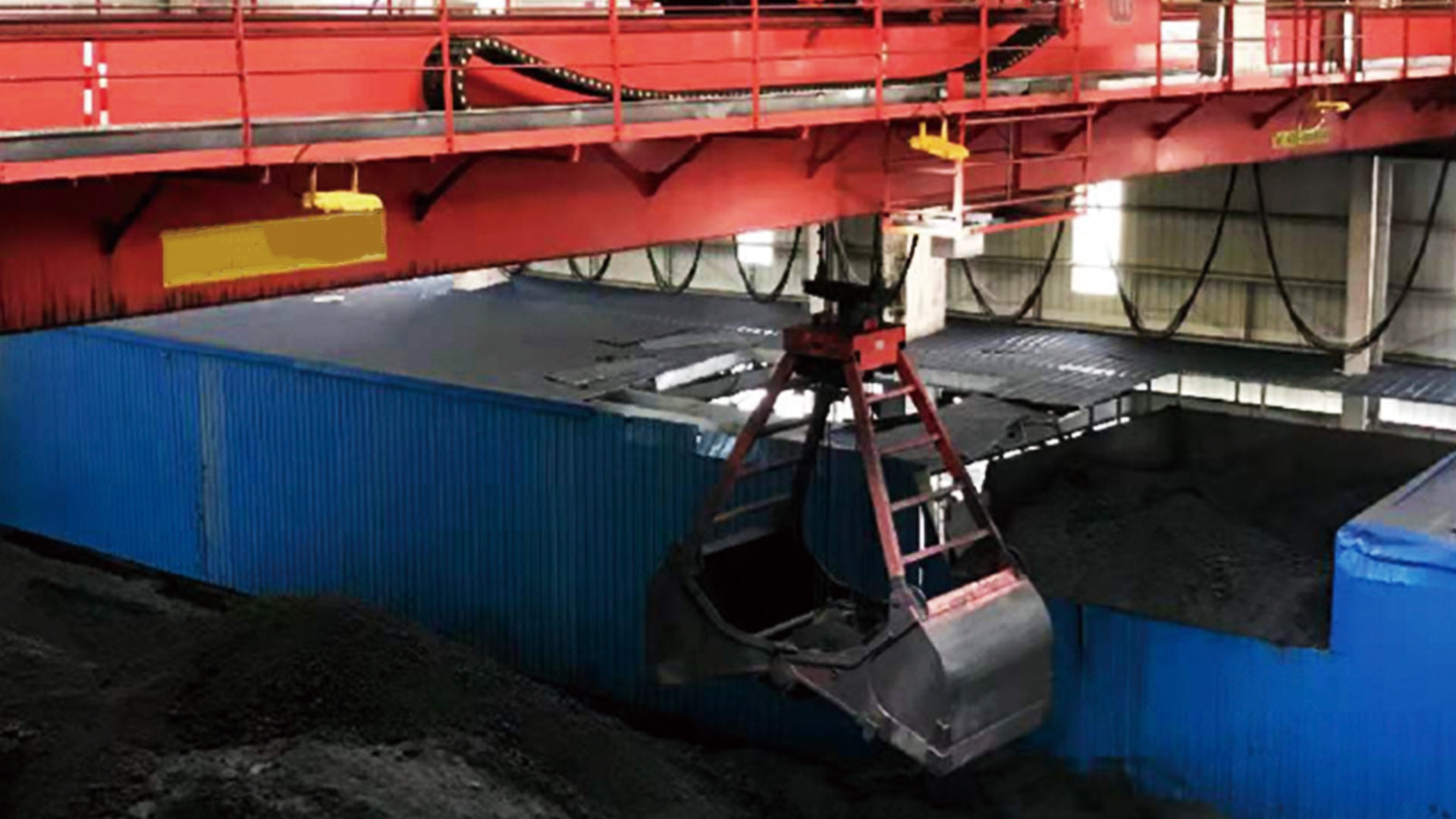 Cement Handling Crane Intelligent Double Girder Overhead Crane with Clamshell Grab