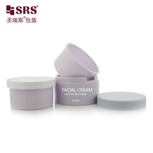 Unique Round Plastic Cosmetic Packaging Containers 50ml 100ml 240ml Empty Containers For Body Scrub Jar