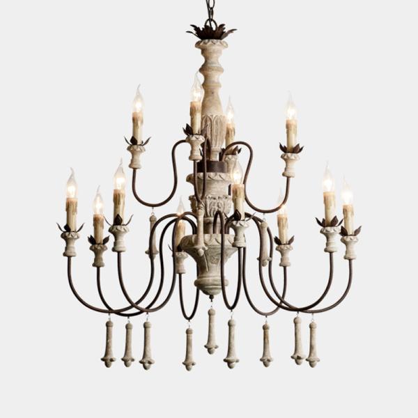 Wood and brushed nickel chandelier for Kitchen Bedroom (WH-CI-55)