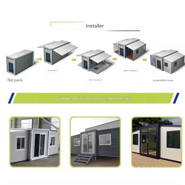 Removable Double Wing Folding Container Room for Sandwich Panel Houses Construction Site Solution