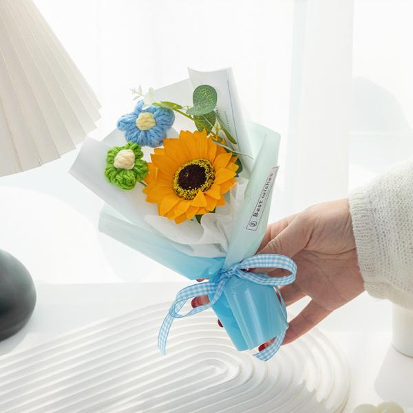 Handmade sunflower puff bouquets, finished flower bouquets, festival gifts