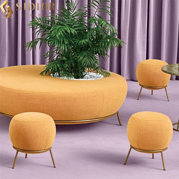 Italian Style Foot Rest Stool Living Room Round Ottoman Stool 42cm Length