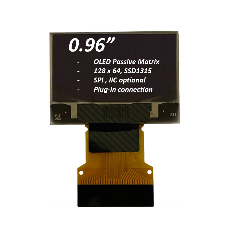 Низкая стоимость 0,96 дюйма OLED дисплей 128X64 IIC I2C SPI 8080 Интерфейс 30 пин ZIF FPC