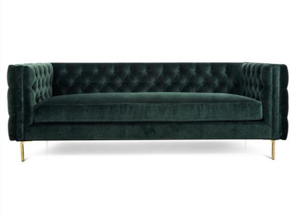 Home Furniture Living Room Couches 3 Seat Sofa Green Velvet Fabric Upholstered