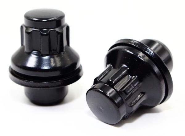 Carbon Steel Black Acorn Seat Lug Nuts Locks 12x1.5 W/Key 1.47 Mag Washer