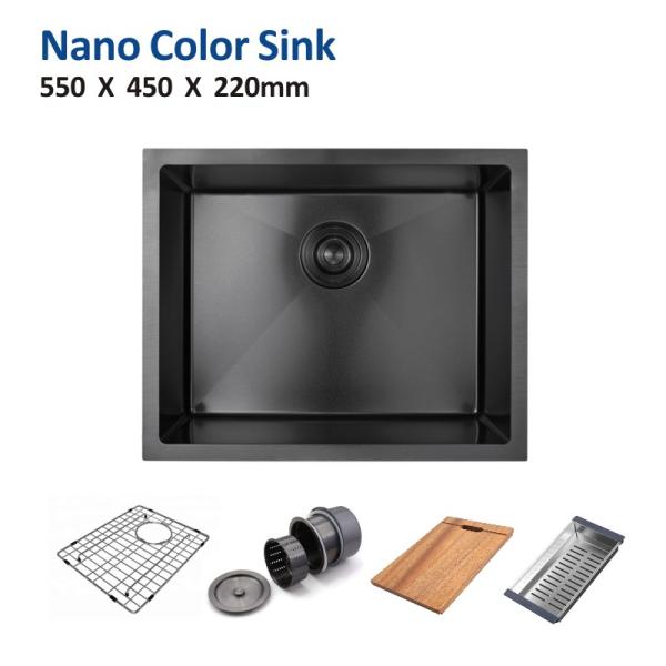 21 5/8 550mm 1 Bowl Brushed Stainless Steel Undermount Kitchen Sink 55x45