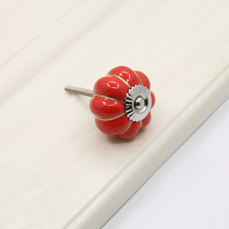 Vintage Pumpkin Ceramic Adjustable Handle Knobs Midcentury Modern Eco-Friendly Colorful Pulls Durable Easy Bedroom Hotel