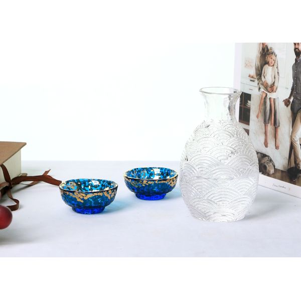 Mouth Blown Lead Free Crystal Glass Sake Bottle Set 200ml