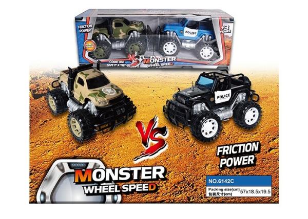 Kids 2 In 1 Friction Powered Toys Jeep Pickup Truck With Big Wheel Multicolor