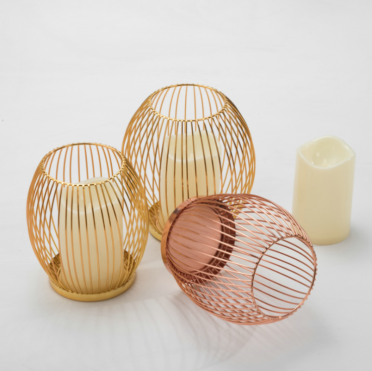 Golden Rustproof H15.5cm Metal Candle Holders