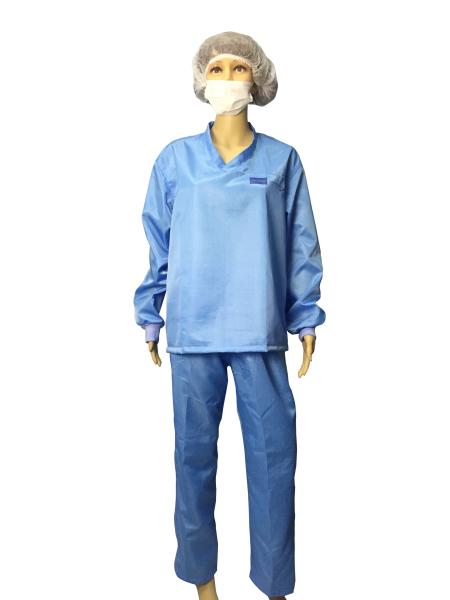 da luva longa segura anti T do decote em V da roupa do ESD da grade de 5mm camisa estática e calças
