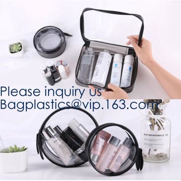 Makeup Bag Cosmetic Bag Travel Toiletry Bag Waterproof Makeup Zipper Portable Transparent Pouch Set - Black, bagease pac