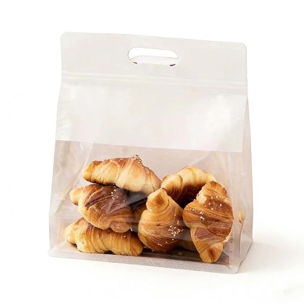 Custom  Ziplock Plastic Bread Bag Handle For Food Packaging