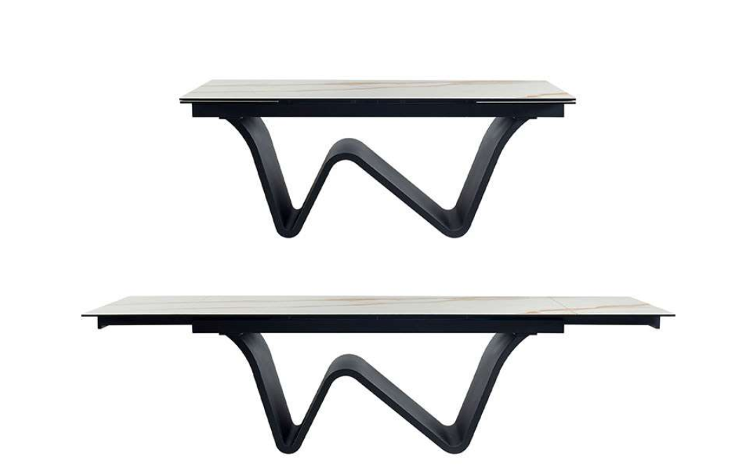 Foshan Furniture Extendable Dining Table and Chairs Folding Modern Luxury Extendable Rectangle Sintered Stone Dining Tables Set