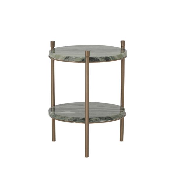 Living Room Round Small Stainless Steel End Table side table With Matt Gold Natural Marble Top