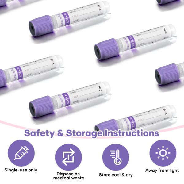 EDTA K2 K3 Anticoagulant Blood Collection Tube Purple Top For Whole Blood Testing