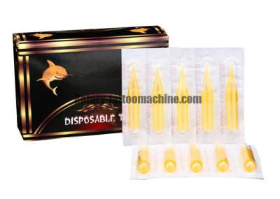Plastic Disposable Tattoo Needle Tips , Flat  / Round Open Tattoo Tip Set Yellow Color