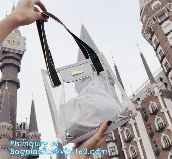 Vinyl PVC Chain Handbag Shoulder Bag for Young Ladies, Studded Clear Tote/PVC shoulder bagClassical Colorful PVC Wallet