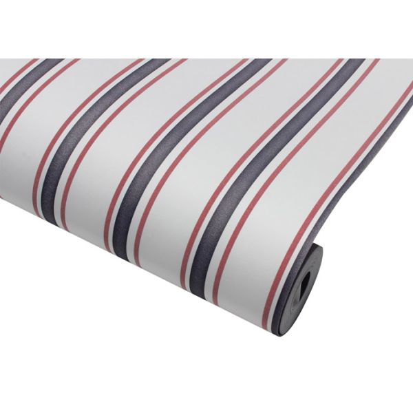 Mediterranean Modern Removable Wallpaper,Blue And Red Striped Wallpaper 0.53*10M