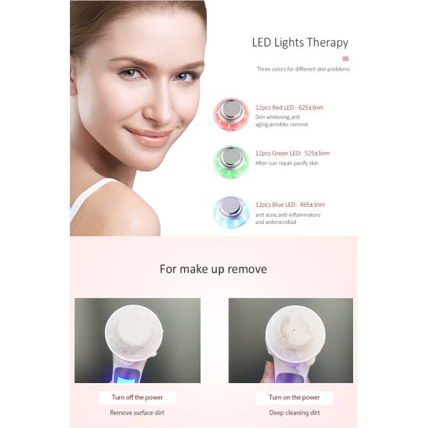 Вибрируя красная зеленая голубая ультразвуковая портативная машинка Massager подтяжки лица иона 3Mhz